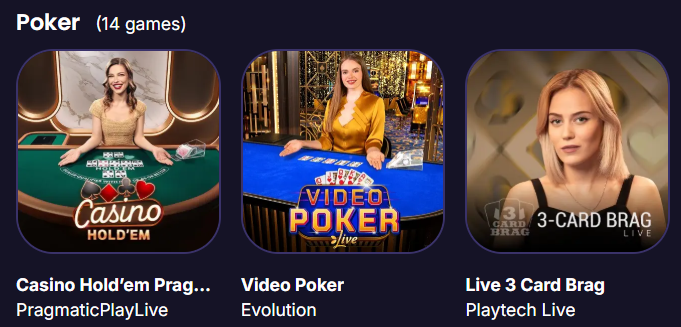 Crown Casino live poker games — Casino Hold'em, Video Poker, Live 3 Card Brag