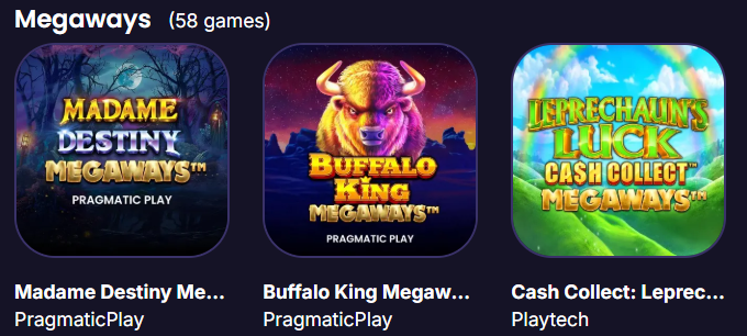 Crown Casino Megaways slots — Madame Destiny Megaways, Buffalo King Megaways, Cash Collect Leprechaun
