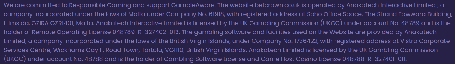 Crown Casino PAGCOR license and responsible gaming information