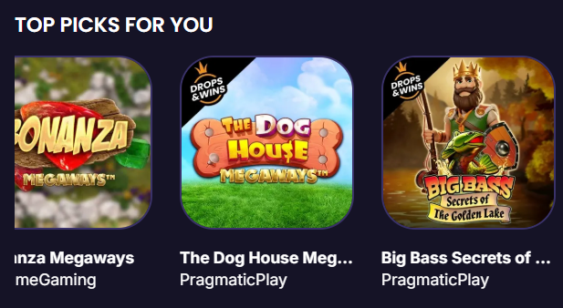Crown Casino top picks — Bonanza Megaways, The Dog House, Big Bass Secrets